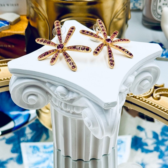 🆕 OSCAR DE LA RENTA 🧿 NWOT Daisy Pave Stud Earrings - Swarovski Crystal Pink - Picture 4 of 16